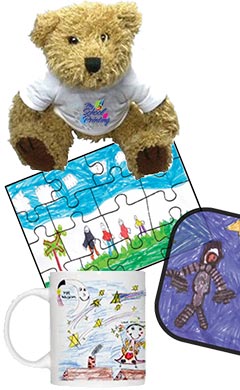 Personalised bear, mug and jigsaw